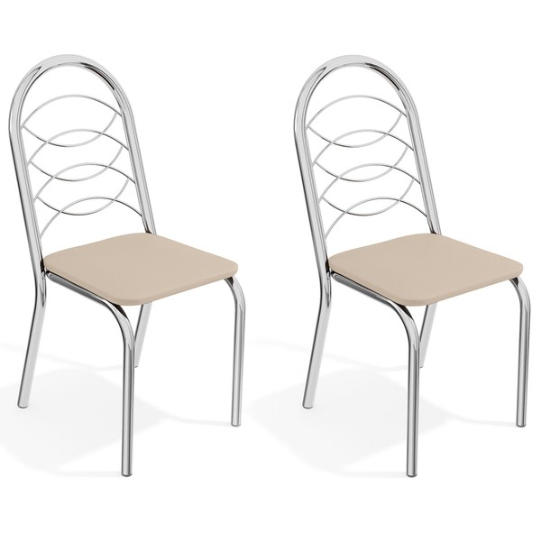 Cadeiras Kit 2 Cadeiras Holanda Cromada Nude - Kappesberg