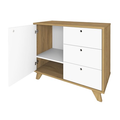 Armário para Escritório Lugano 1 Porta 3 Gavetas Olmo/Branco - Artany Móveis