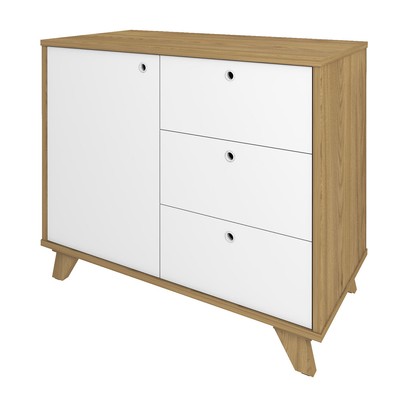 Armário para Escritório Lugano 1 Porta 3 Gavetas Olmo/Branco - Artany Móveis