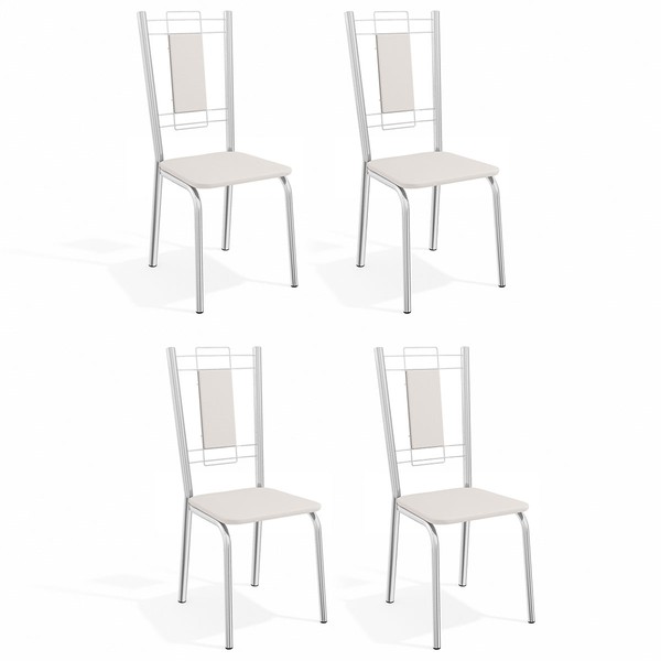 Cadeiras Kit 4 Cadeiras Florença Cromada Branco - Kappesberg