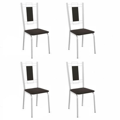 Cadeiras Kit 4 Cadeiras Florença Cromada Preto - Kappesberg