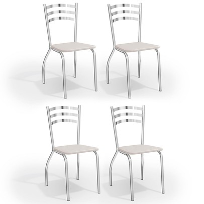 Cadeiras Kit 4 Cadeiras Portugal Cromada Branco - Kappesberg
