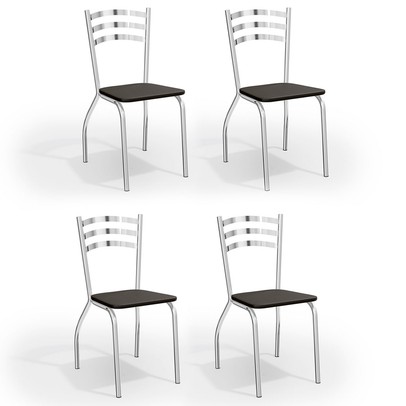 Cadeiras Kit 4 Cadeiras Portugal Cromada Preto - Kappesberg