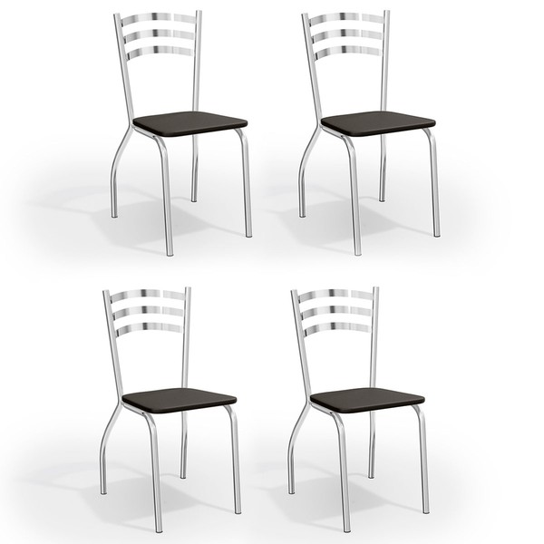 Cadeiras Kit 4 Cadeiras Portugal Cromada Preto - Kappesberg