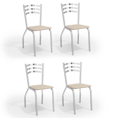 Cadeiras Kit 4 Cadeiras Portugal Cromada Nude - Kappesberg