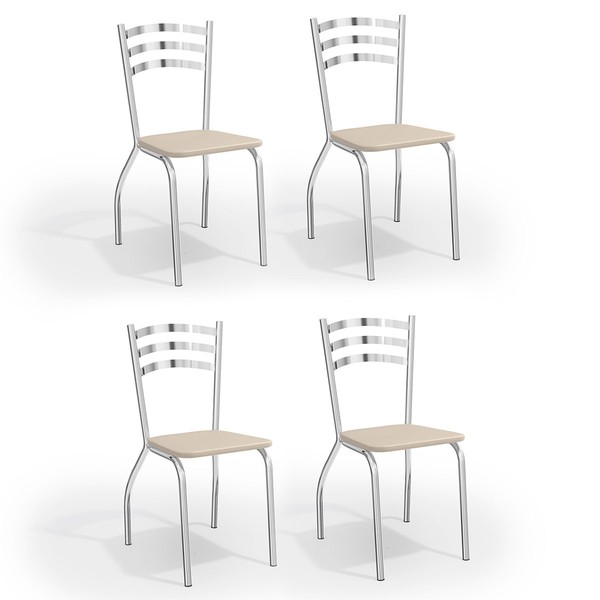 Cadeiras Kit 4 Cadeiras Portugal Cromada Nude - Kappesberg