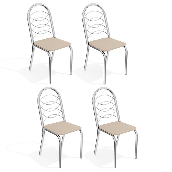 Cadeiras Kit 4 Cadeiras Holanda Cromada Nude - Kappesberg