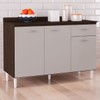 Balcão de Cozinha para Pia 3 Portas 1 Gaveta Chocolate/Off White A434 - Poquema