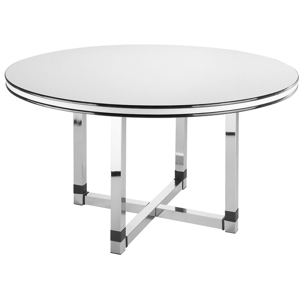 Mesa de Jantar 6 Lugares Redonda Toronto Cromado Branco/Preto - Novabras