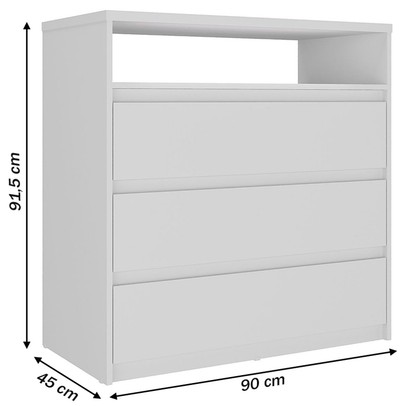 Cômoda Gales 3 Gavetas 100% Mdf Branco - Mambel