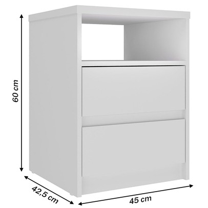 Mesa de Cabeceira Gales 2 Gavetas 100% Mdf Branco - Mambel