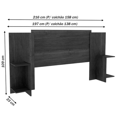Cabeceira Queen Arizona 4 Prateleiras Neve - Tcil Móveis