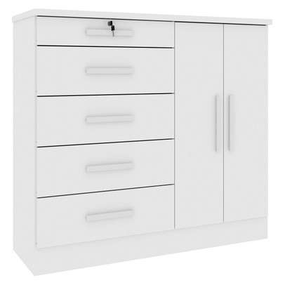 Comoda Istambul 2 Portas 5 Gavetas Neve - Tcil Móveis