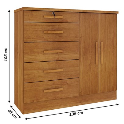 Comoda Istambul 2 Portas 5 Gavetas Cinamomo - Tcil Móveis