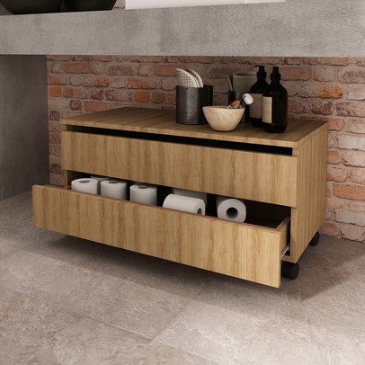 Armário de Banheiro 2 Gavetas Amêndoa Bn3603 - Tecno Mobili