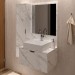 Armário de Banheiro 2 Portas 3 Prateleiras com Espelho Mármore Branco Bn3604 - Tecno Mobili