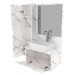 Armário de Banheiro 2 Portas 3 Prateleiras com Espelho Mármore Branco Bn3604 - Tecno Mobili