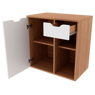 Armário de Banheiro 1 Porta 1 Gaveta Amêndoa/Branco Bn3605 - Tecno Mobili