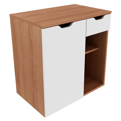 Armário de Banheiro 1 Porta 1 Gaveta Amêndoa/Branco Bn3605 - Tecno Mobili