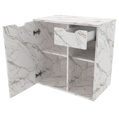 Armário de Banheiro 1 Porta 1 Gaveta Mármore Branco Bn3605 - Tecno Mobili