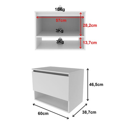 Armário de Banheiro 1 Porta 1 Prateleira Branco Bn3606 - Tecno Mobili