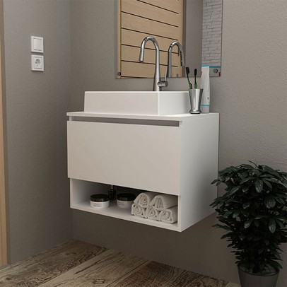 Armário de Banheiro 1 Porta 1 Prateleira Branco Bn3606 - Tecno Mobili