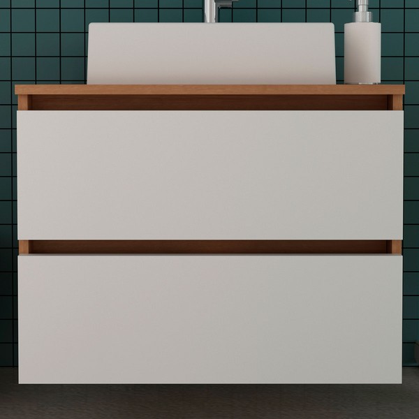 Armário de Banheiro 2 Gavetas Amêndoa/Branco Bn3607 - Tecno Mobili