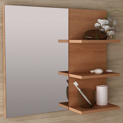 Armário de Banheiro 3 Prateleiras Amêndoa Bn3608 - Tecno Mobili