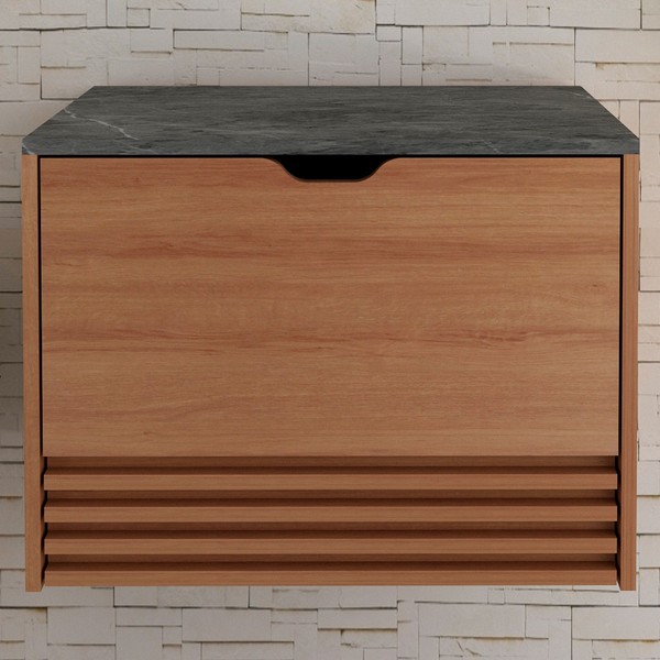 Armário de Banheiro 1 Porta 1 Gaveta Amêndoa/Mármore Lunar Bn3613 - Tecno Mobili