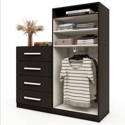 Cômoda Paris 2 Portas 4 Gavetas Preto Fosco - Panorama Móveis