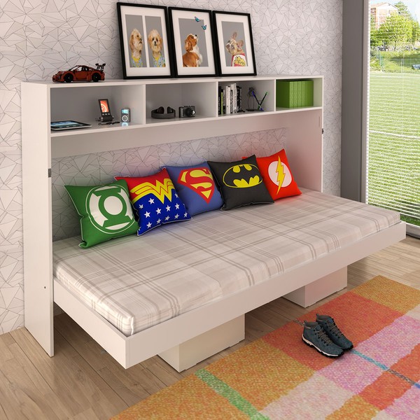 Cama de Solteiro Articulável 6 Prateleiras Branco Cm8020 - Tecno Mobili