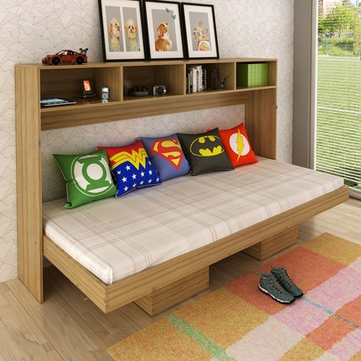 Cama de Solteiro Articulável 6 Prateleiras Amêndoa Cm8020 - Tecno Mobili