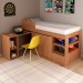 Cama Infantil Multifuncional 2 Portas com Escrivaninha Amêndoa - Tecno Mobili