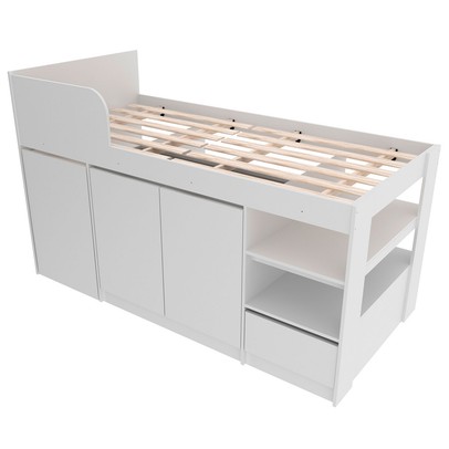 Cama Infantil Multifuncional 2 Portas com Escrivaninha Branco - Tecno Mobili