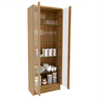 Cristaleira 2 Portas 5 Prateleiras Natural Cr6002 - Tecno Mobili