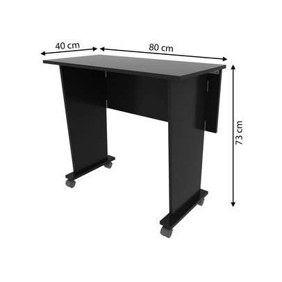 Mesa Escrivaninha Dobrável com Rodizio Preto Me4117 - Tecno Mobili
