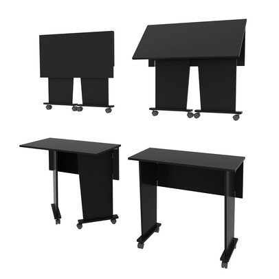 Mesa Escrivaninha Dobrável com Rodizio Preto Me4117 - Tecno Mobili