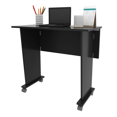 Mesa Escrivaninha Dobrável com Rodizio Preto Me4117 - Tecno Mobili