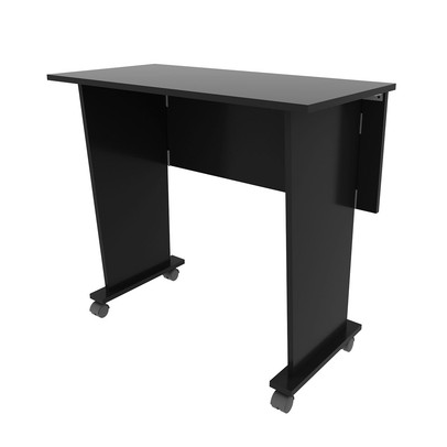 Mesa Escrivaninha Dobrável com Rodizio Preto Me4117 - Tecno Mobili