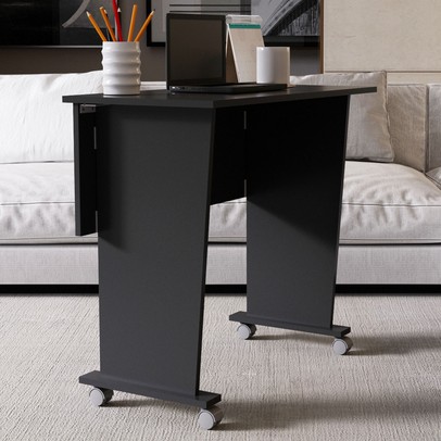 Mesa Escrivaninha Dobrável com Rodizio Preto Me4117 - Tecno Mobili