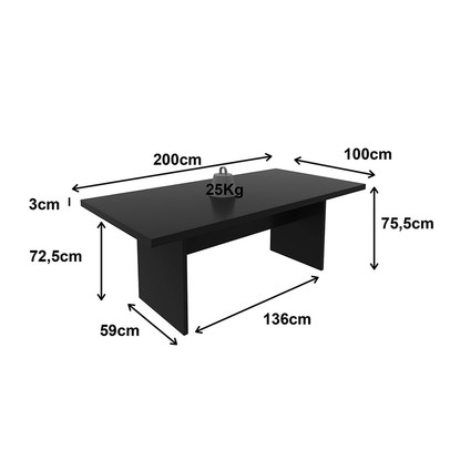 Mesa de Reunião Preto Me4119 - Tecno Mobili