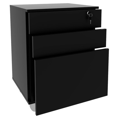 Gaveteiro com Rodízios 3 Gavetas com Chave Me4148 Preto - Tecno Mobili