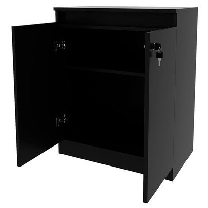 Armário para Escritório Baixo 2 Portas com Chave Me4149 Preto - Tecno Mobili