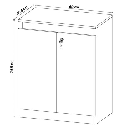 Armário para Escritório Baixo 2 Portas com Chave Me4149 Preto - Tecno Mobili