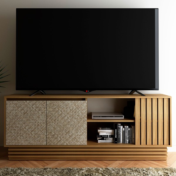 Rack para TV Até 60 Polegadas 2 Portas Natural/Palha R1480 - Tecno Mobili