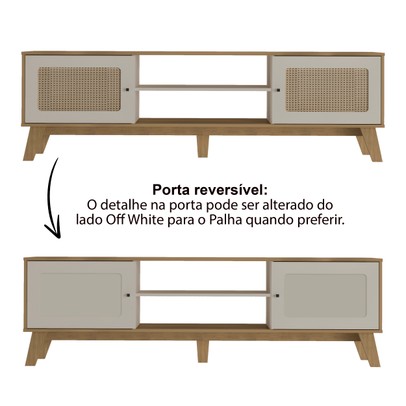 Rack para TV Até 75 Polegadas Charlotte 2 Portas Carvalho/Off White - Artely Móveis