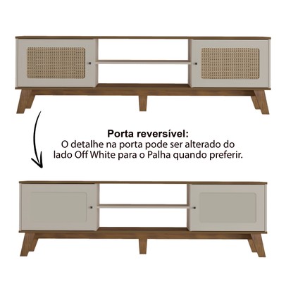 Rack para TV Até 75 Polegadas Charlotte 2 Portas Pinho/Off White - Artely Móveis