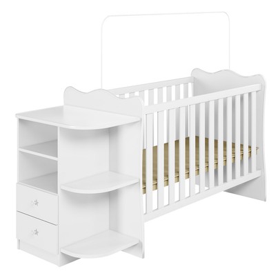 Berço com Cômoda Doce Sonho Branco - Qmovi