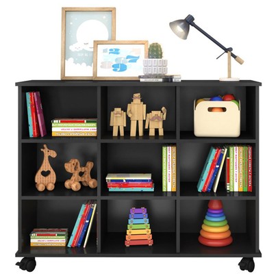 Cômoda Infantil 9 Prateleiras Preto Fosco 1478 - Qmovi