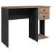 Mesa para Escritório 2 Gavetas 1 Prateleira Preto Fosco/Carvalho 4115 - Qmovi